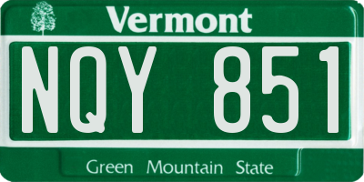 VT license plate NQY851