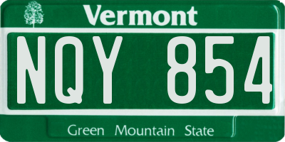 VT license plate NQY854