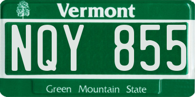 VT license plate NQY855