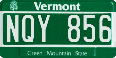 VT license plate NQY856