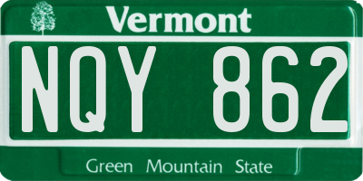 VT license plate NQY862