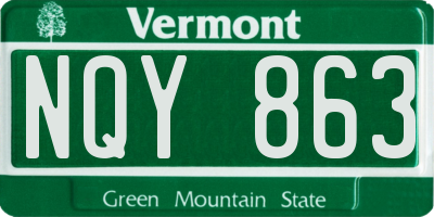 VT license plate NQY863
