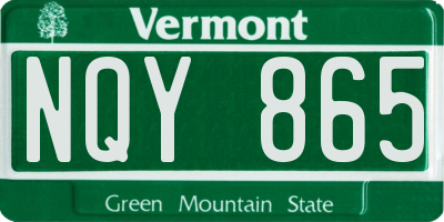 VT license plate NQY865
