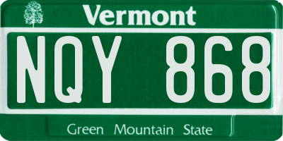 VT license plate NQY868