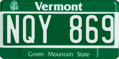 VT license plate NQY869