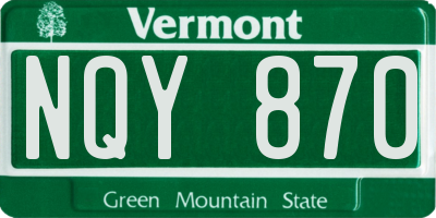 VT license plate NQY870