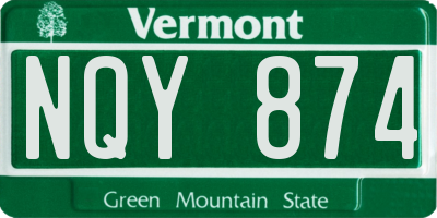 VT license plate NQY874