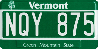 VT license plate NQY875