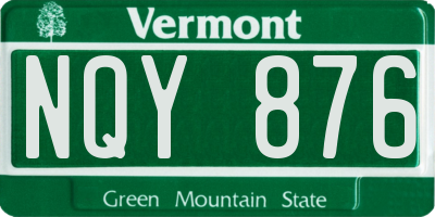 VT license plate NQY876