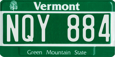 VT license plate NQY884