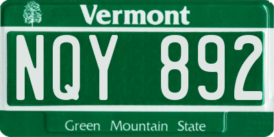 VT license plate NQY892