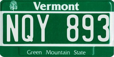 VT license plate NQY893