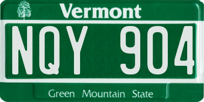 VT license plate NQY904