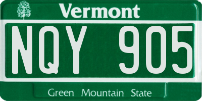 VT license plate NQY905