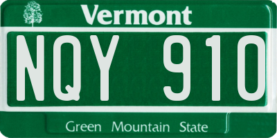 VT license plate NQY910