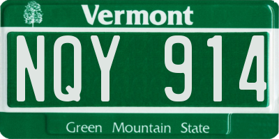 VT license plate NQY914