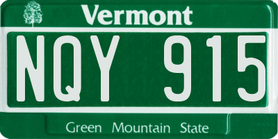 VT license plate NQY915