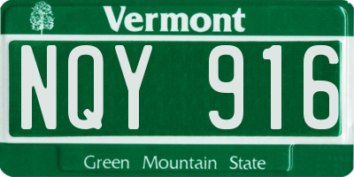 VT license plate NQY916
