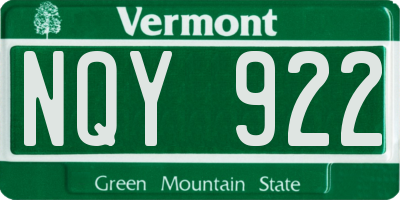 VT license plate NQY922