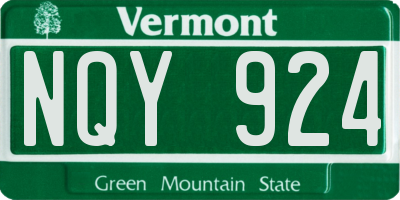 VT license plate NQY924