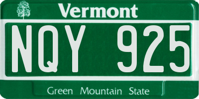 VT license plate NQY925