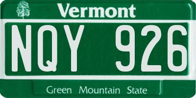 VT license plate NQY926