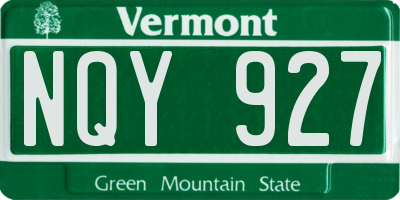 VT license plate NQY927
