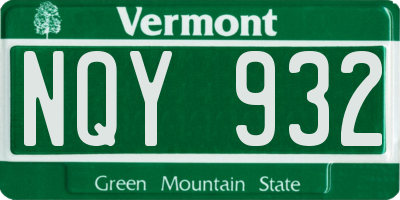 VT license plate NQY932