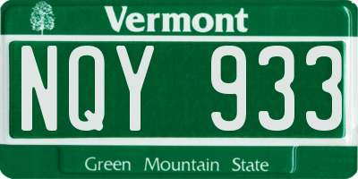 VT license plate NQY933