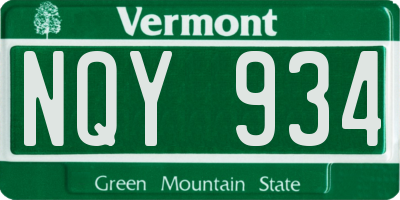 VT license plate NQY934