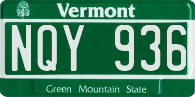 VT license plate NQY936