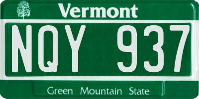 VT license plate NQY937