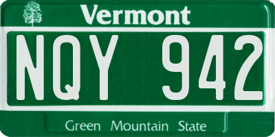 VT license plate NQY942