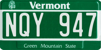VT license plate NQY947