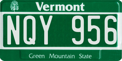 VT license plate NQY956