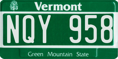 VT license plate NQY958
