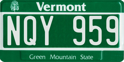 VT license plate NQY959