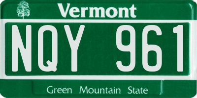 VT license plate NQY961
