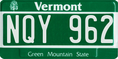 VT license plate NQY962