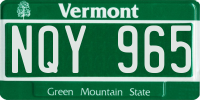 VT license plate NQY965