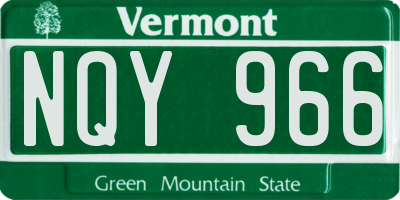 VT license plate NQY966