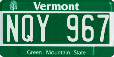 VT license plate NQY967
