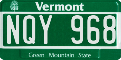VT license plate NQY968