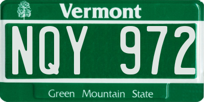 VT license plate NQY972
