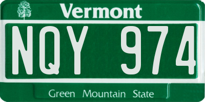 VT license plate NQY974
