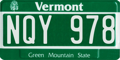 VT license plate NQY978