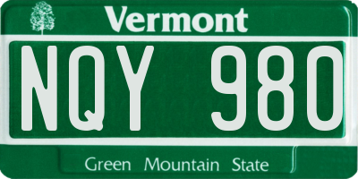 VT license plate NQY980