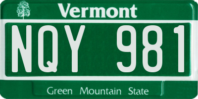 VT license plate NQY981