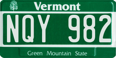 VT license plate NQY982