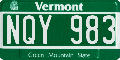 VT license plate NQY983